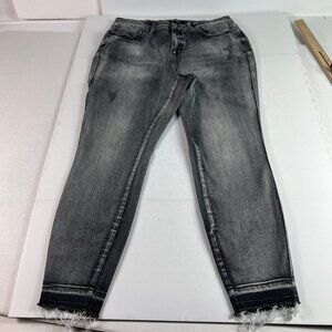 Judy Blue Jeans Women's Plus 33x26* Skinny High Rise Black Raw Hem Denim Tag 16W